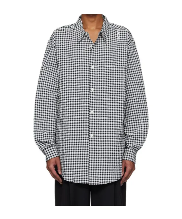 Gingham Seersucker Long Sleeve Shirt