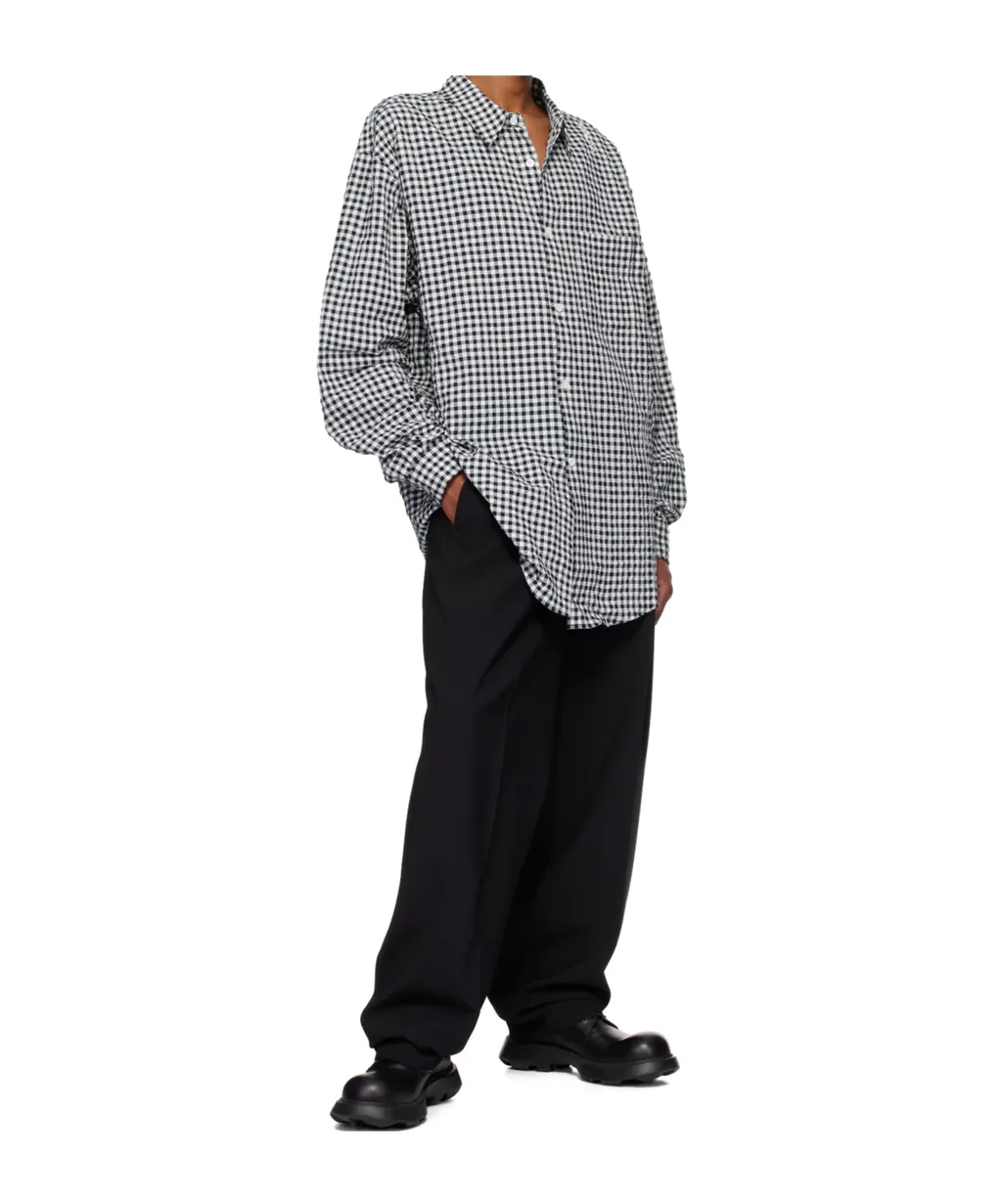 Gingham Seersucker Long Sleeve Shirt