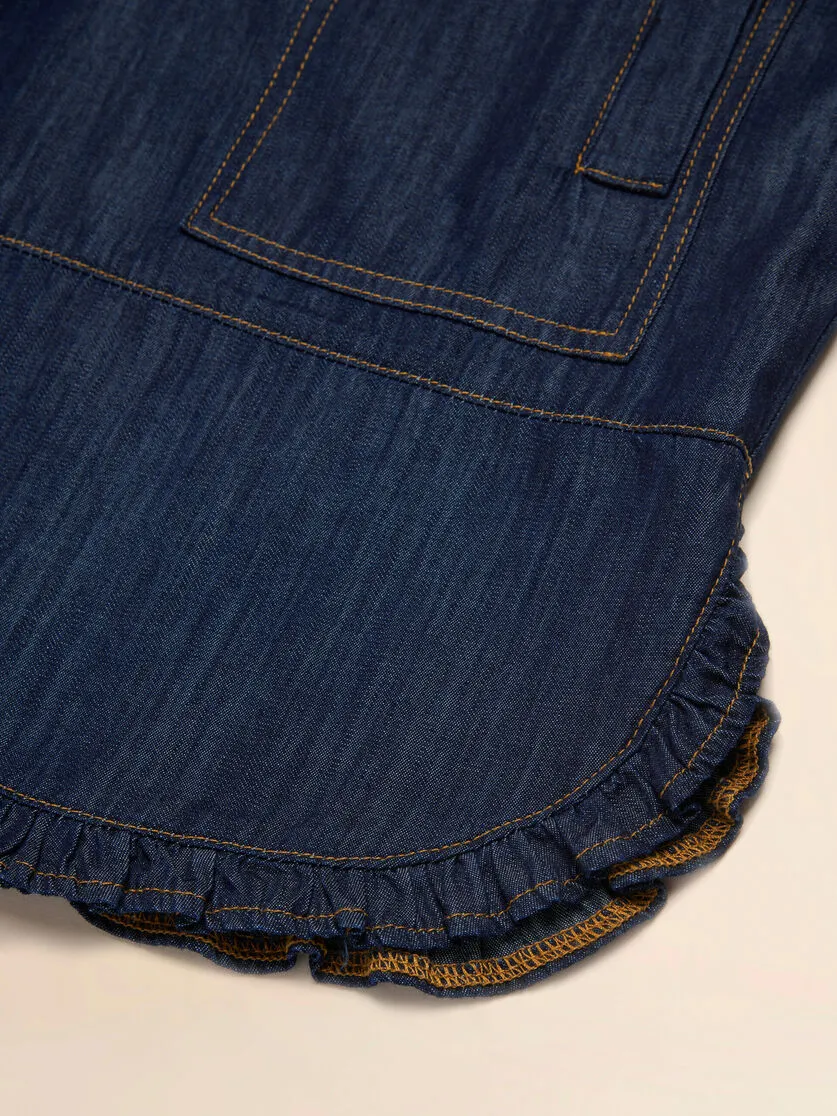 Short-Sleeved Denim Shirt Dress