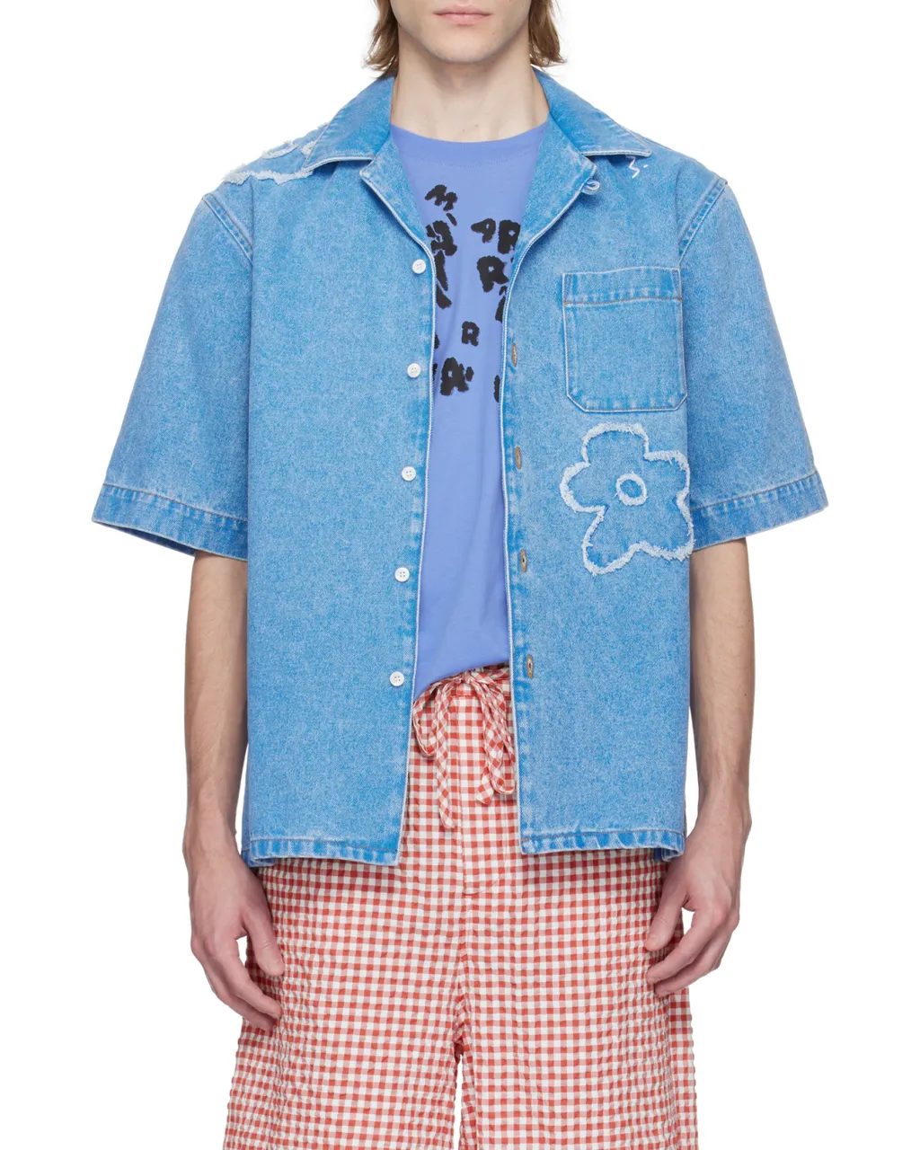 Floral Detailed Short-Sleeved Buttoned Shirt