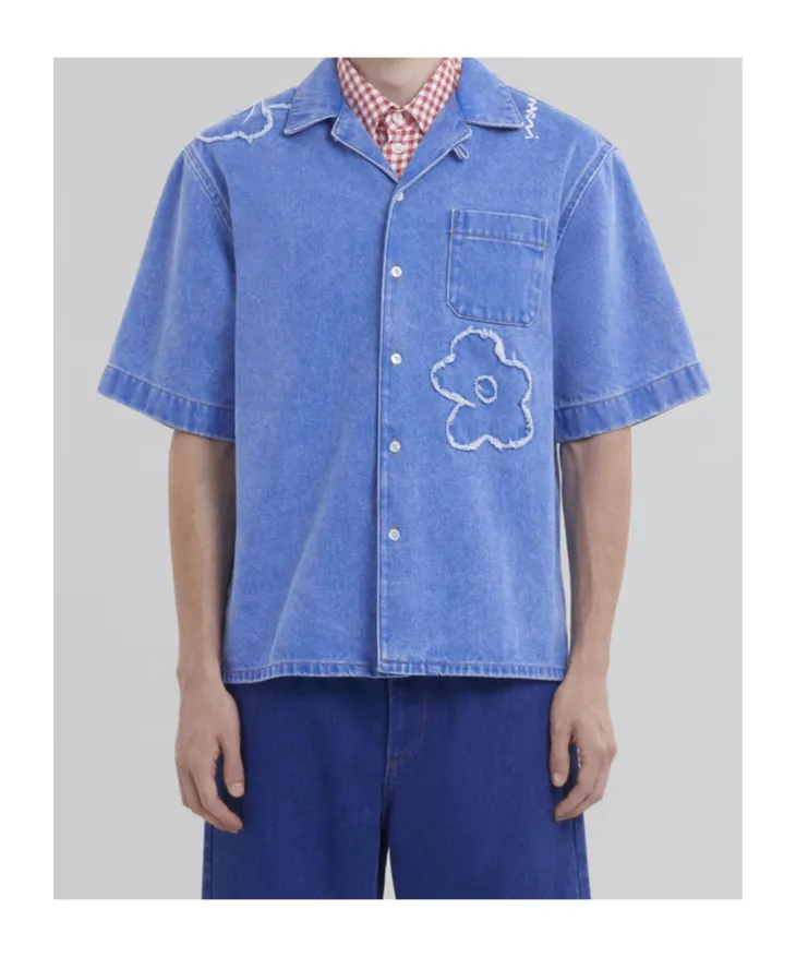Floral Detailed Short-Sleeved Buttoned Shirt