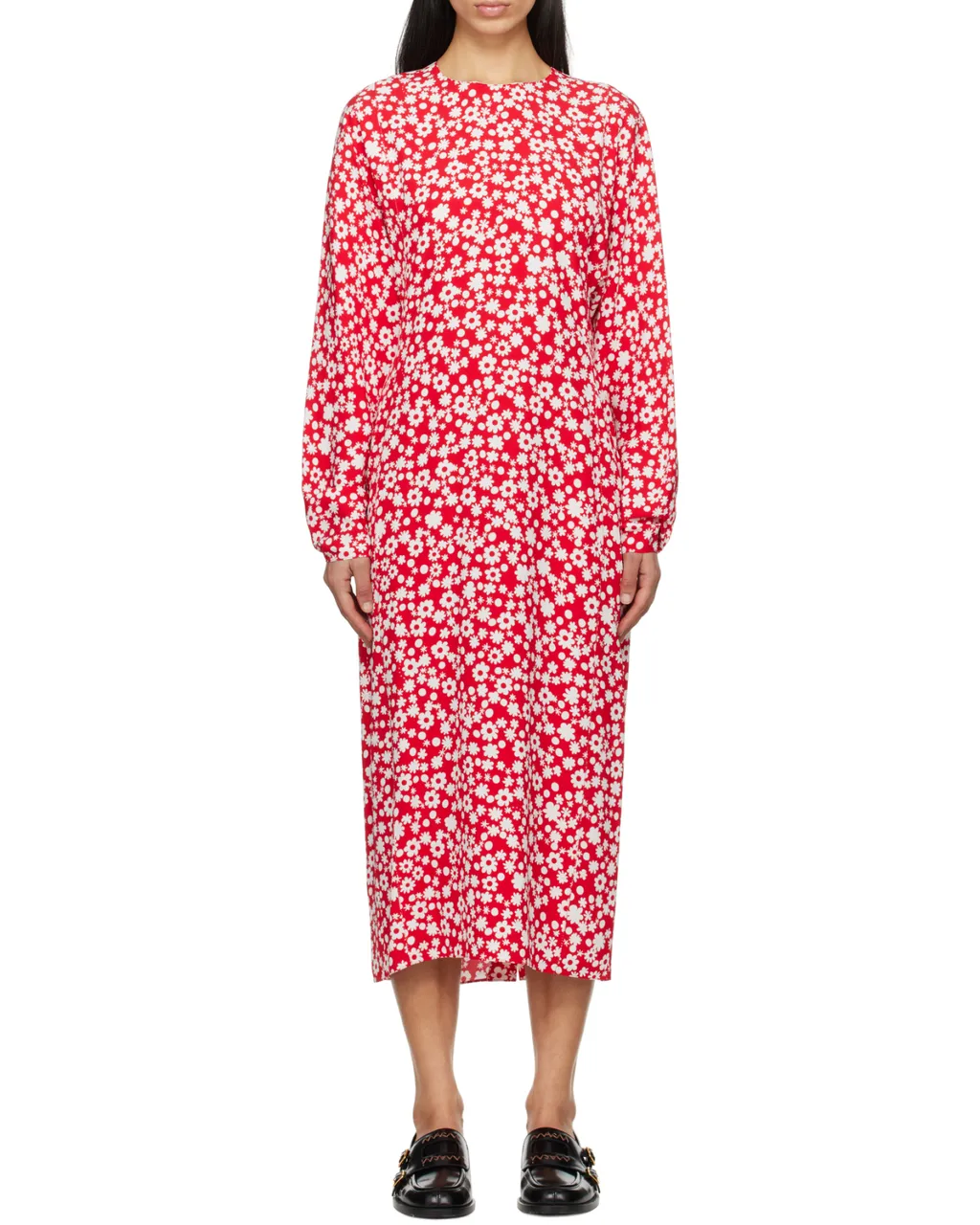 Satin Midi Dress With Pop Fields Motif