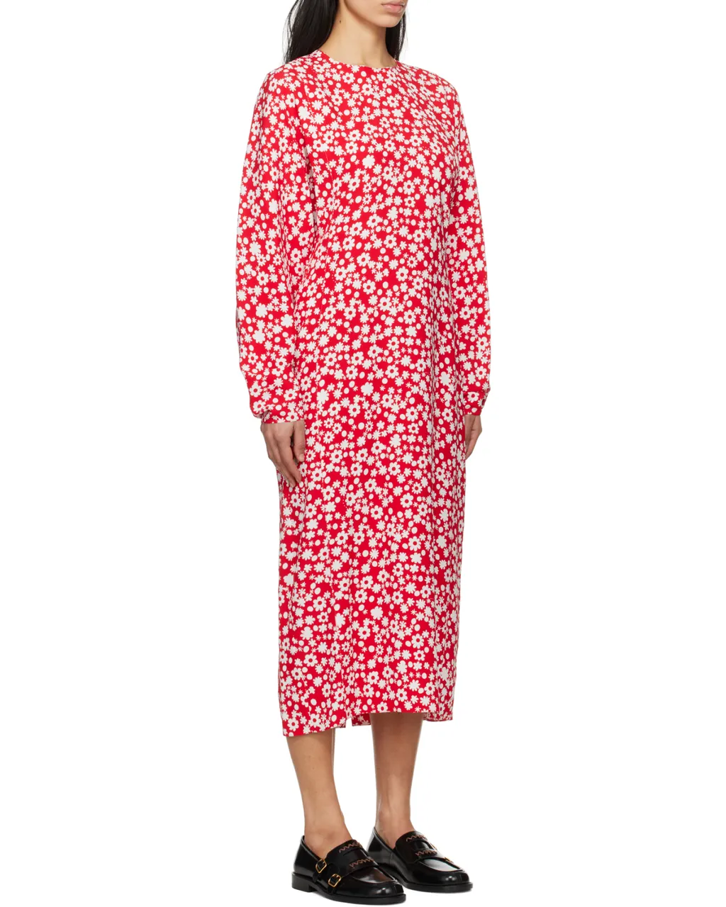 Satin Midi Dress With Pop Fields Motif