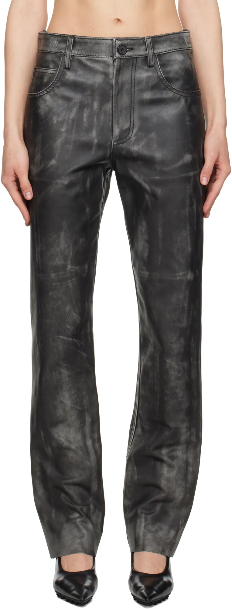 Faded Leather Trousers