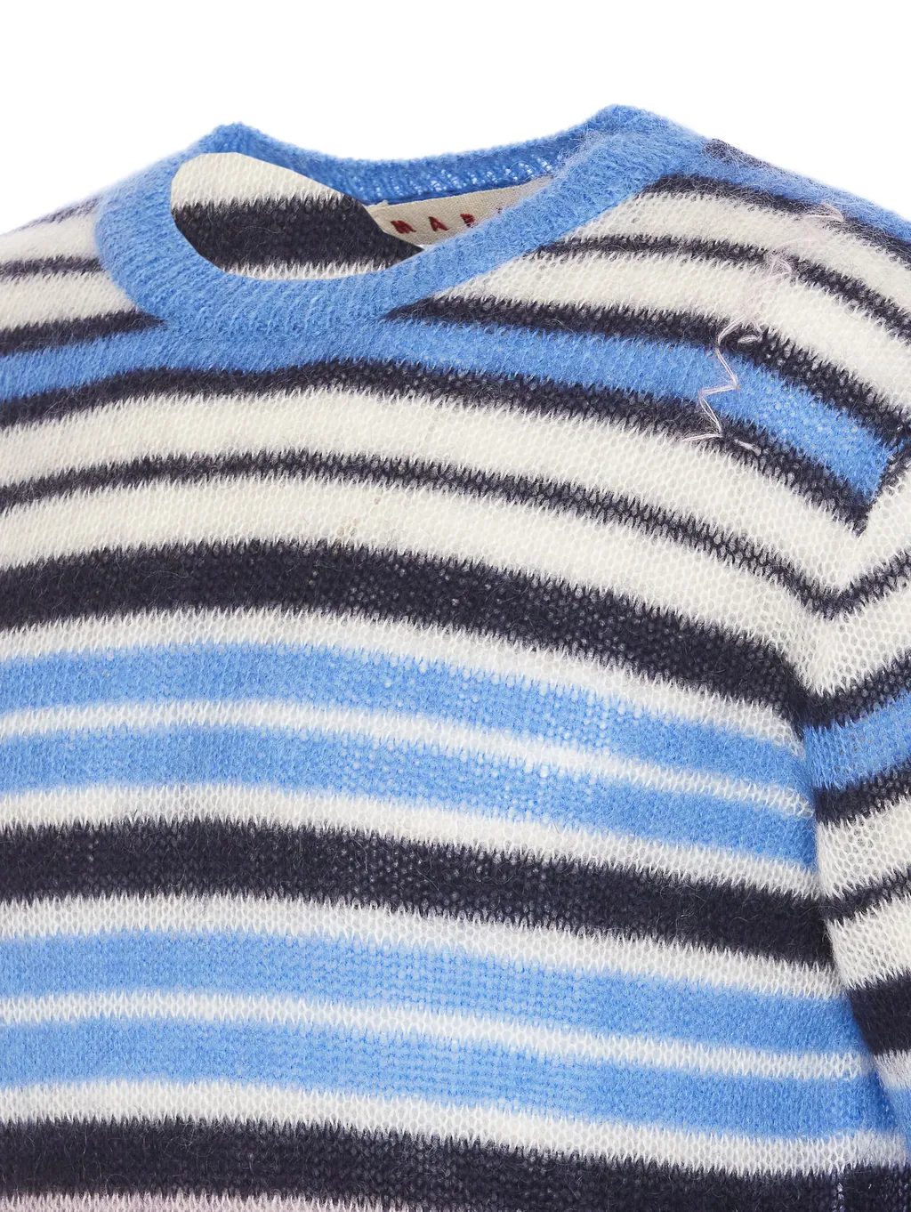 Logo Embroidered Striped Brushed Jumper
