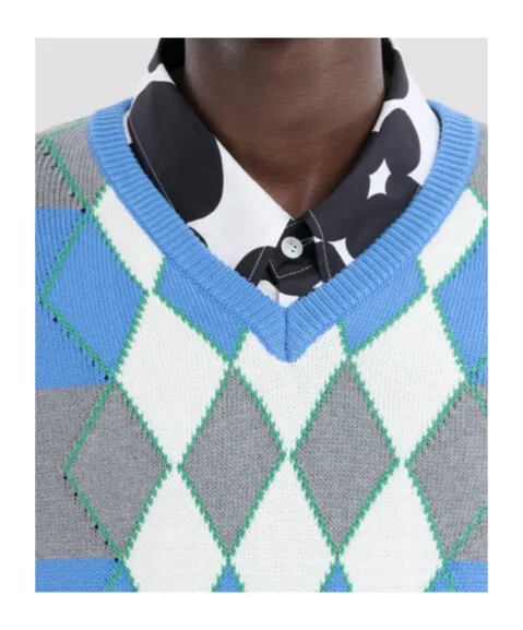 Argyle Motif Striped Jumper