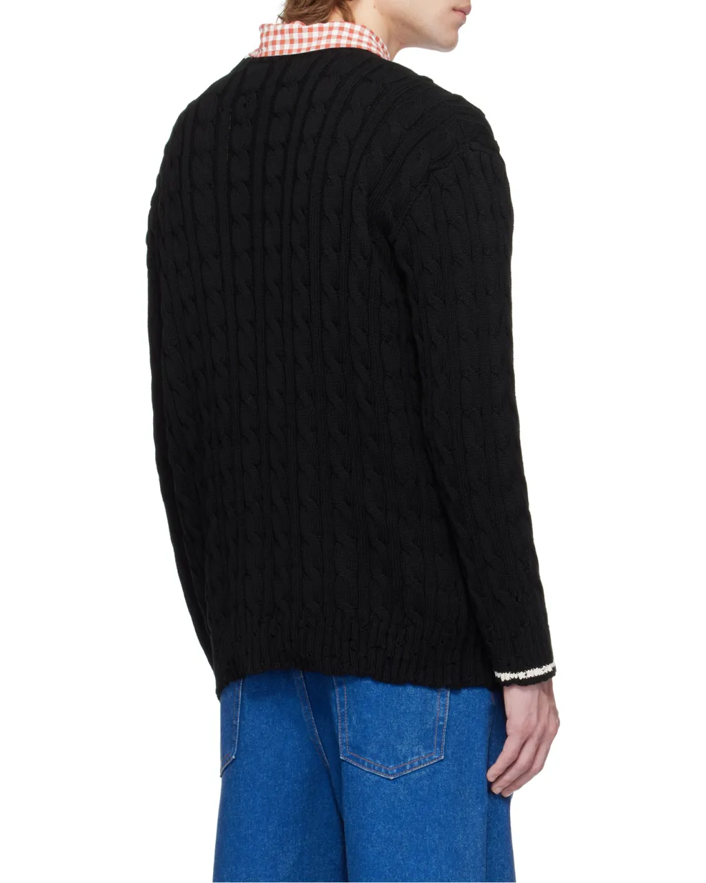 Logo Embroidered Cable-Knit Polo Shirt