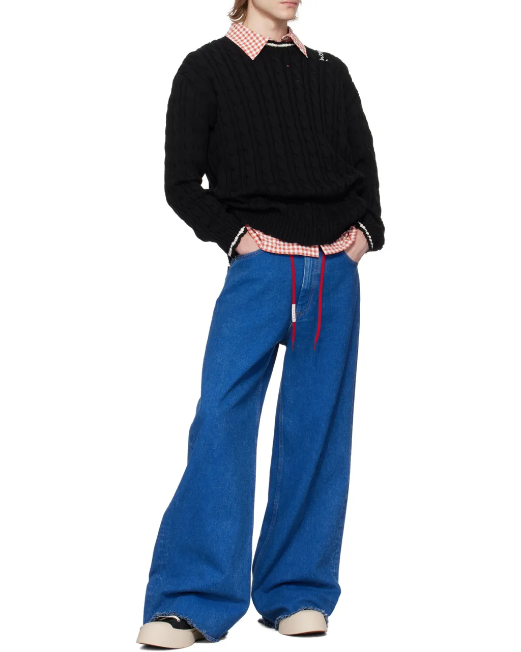Logo Embroidered Cable-Knit Polo Shirt