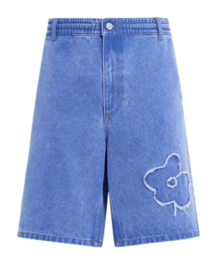 Floral Detailed Denim Bermuda Shorts