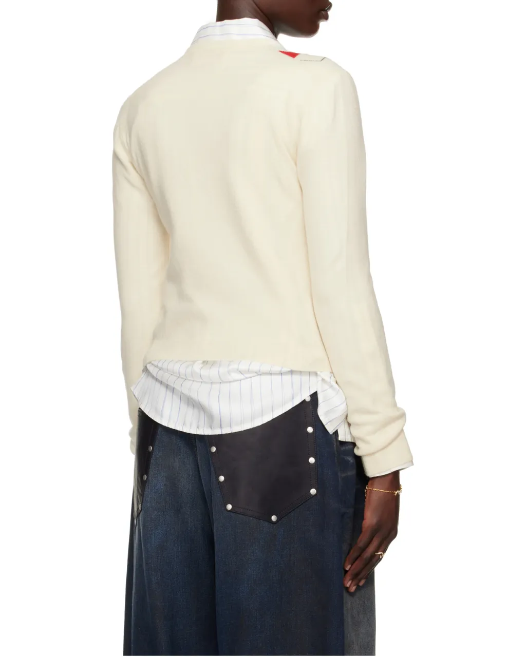 Ivory Wool Argyle Cardigan