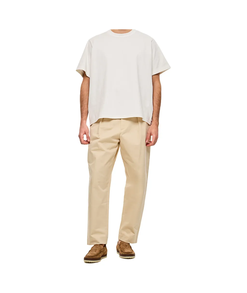 Pleated Tapered Leg Gabardine Trousers
