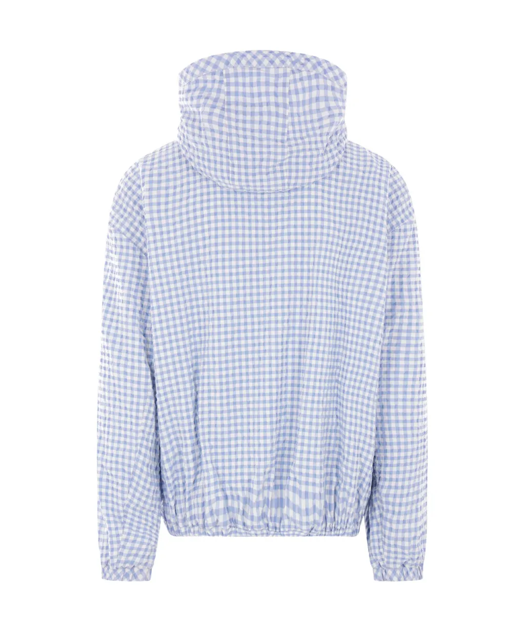 Checked Seersucker Hooded Jacket