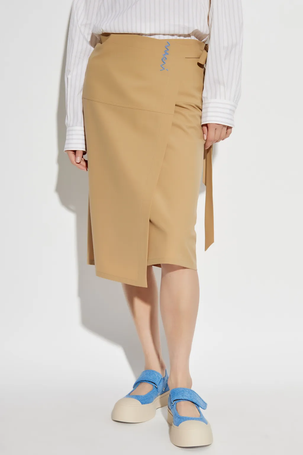 Logo Embroidered Midi Skirt