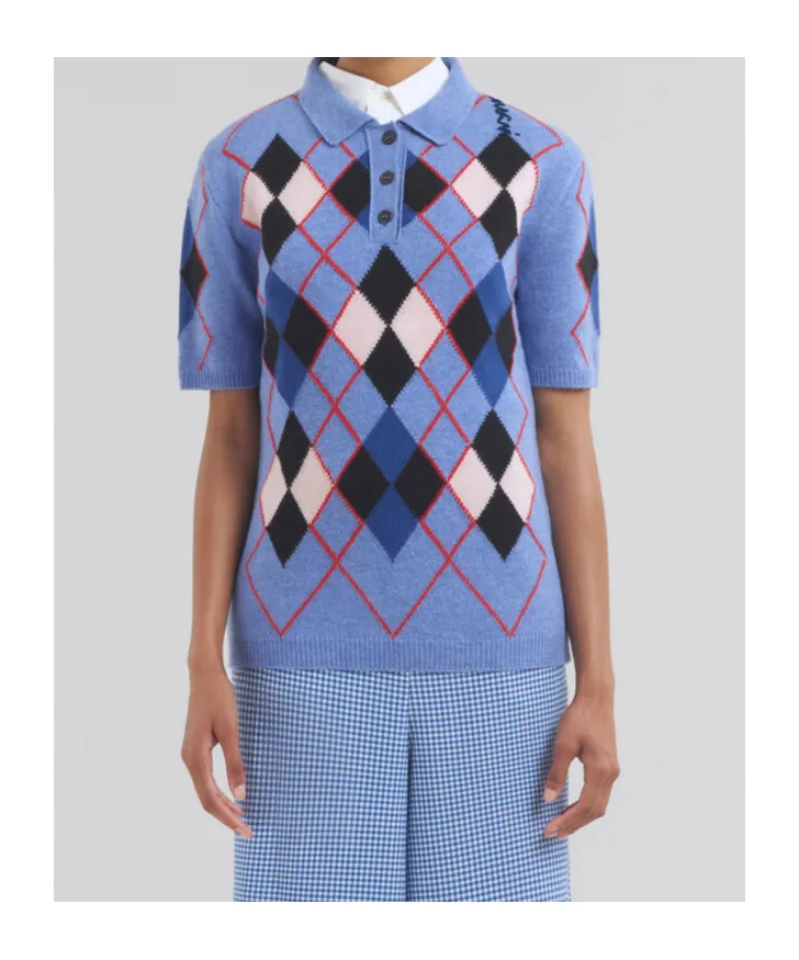 Argyle Knit Polo Shirt
