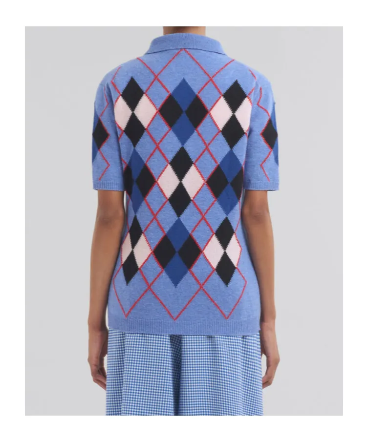 Argyle Knit Polo Shirt