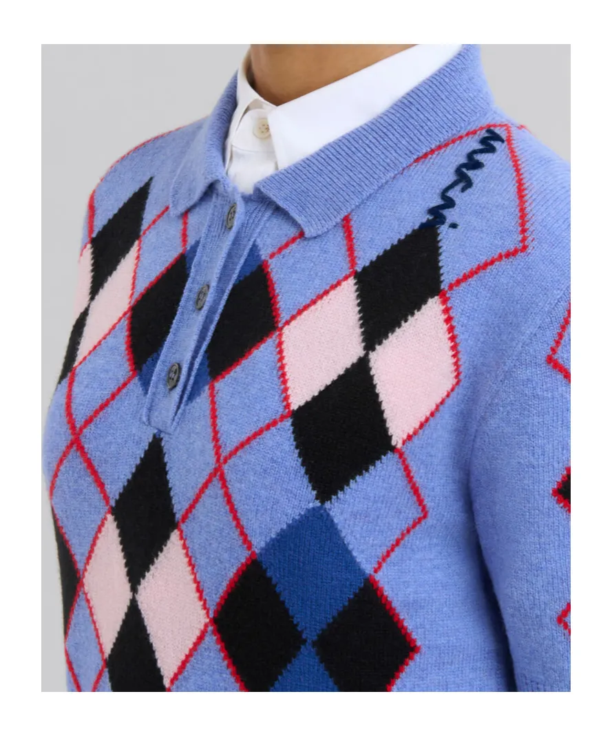 Argyle Knit Polo Shirt