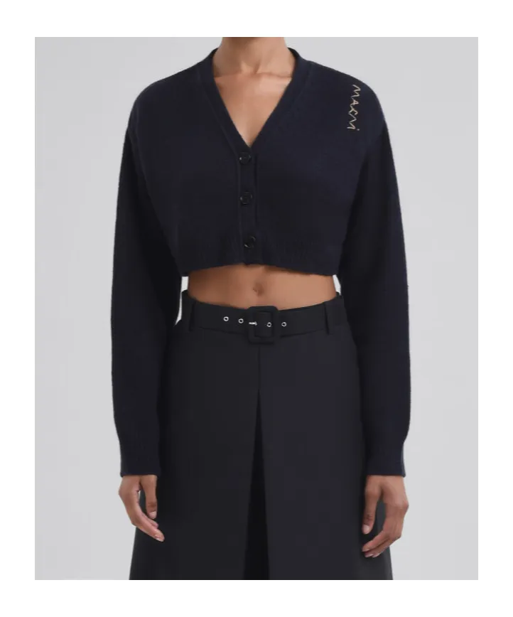 Logo Embroidered Cropped Cardigan