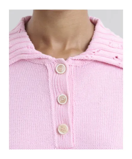 Distressed Knit Collared Top