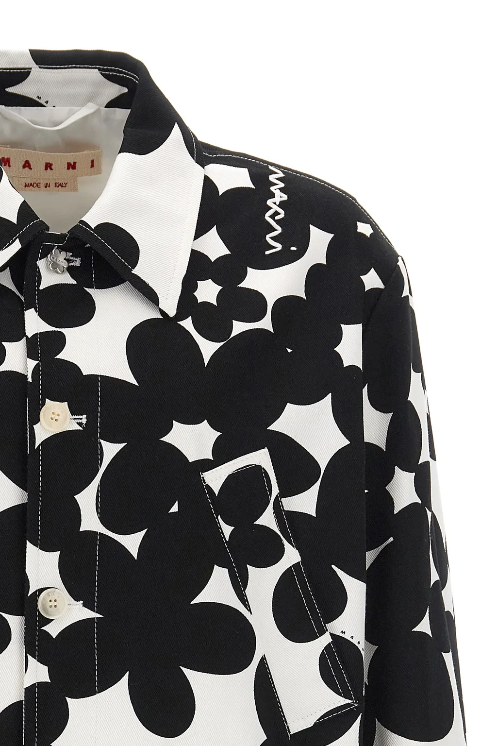 Floral-Printed Buttoned Jacket