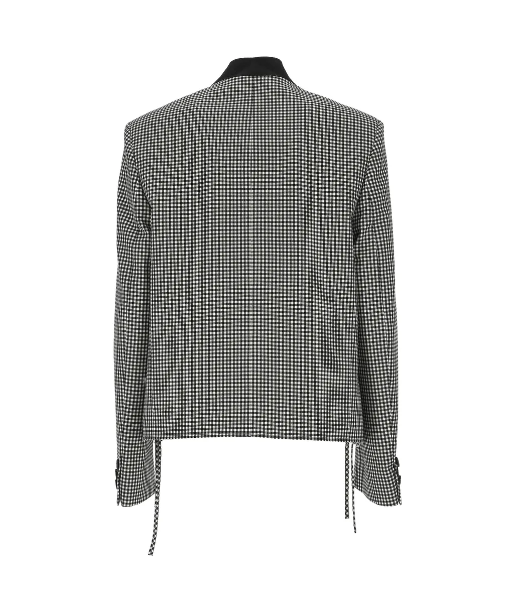 Gingham-Pattern Button-Up Jacket