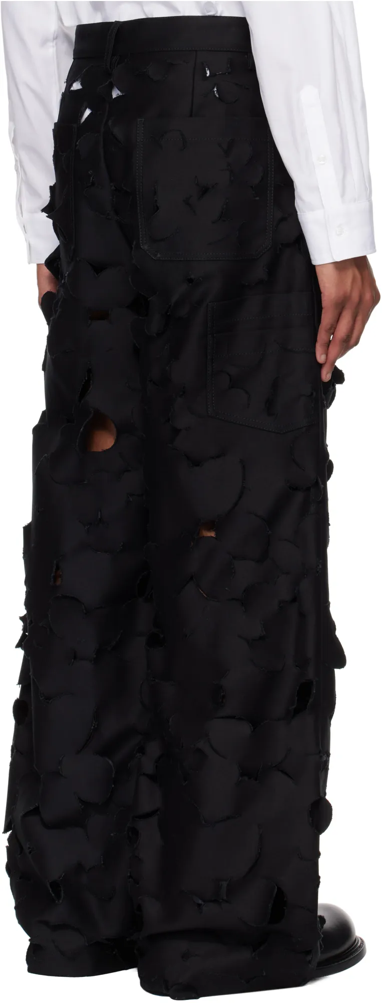 Black Cotton Cargo Pants With Cut-Out Detail