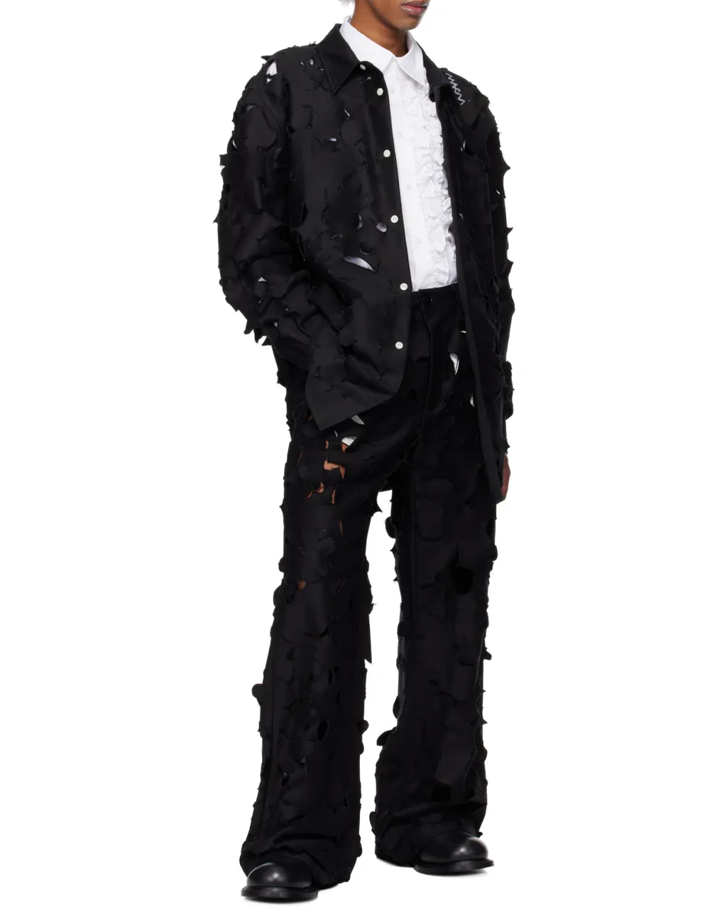 Black Cotton Cargo Pants With Cut-Out Detail