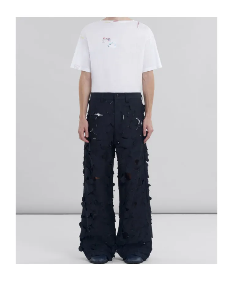 Black Cotton Cargo Pants With Cut-Out Detail