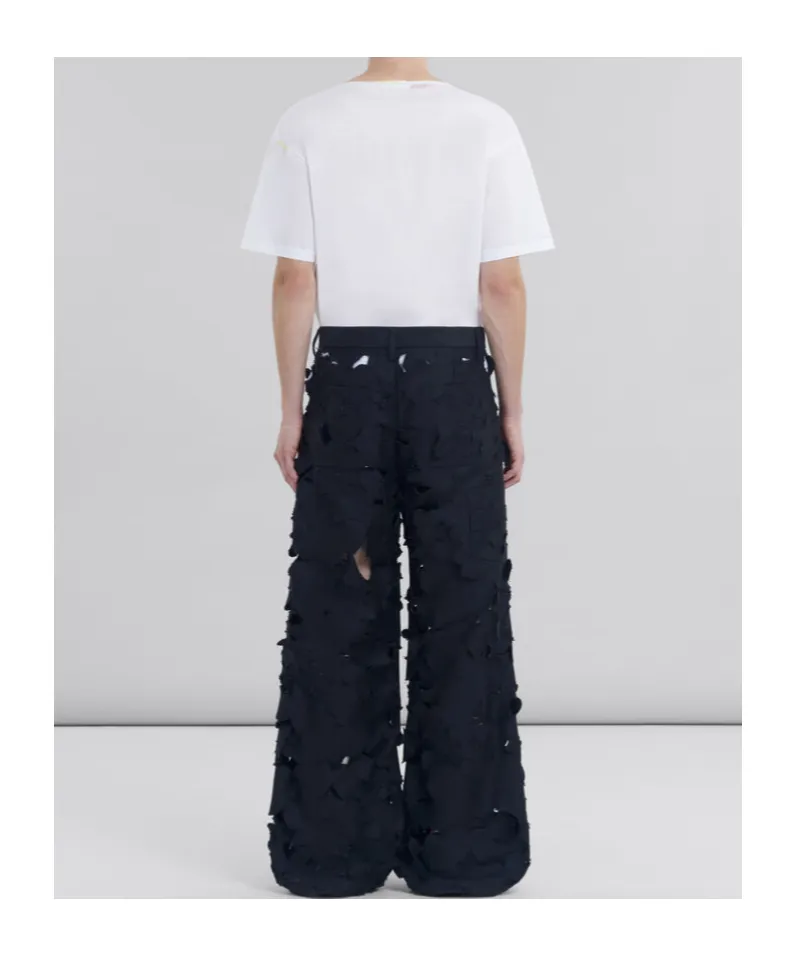Black Cotton Cargo Pants With Cut-Out Detail