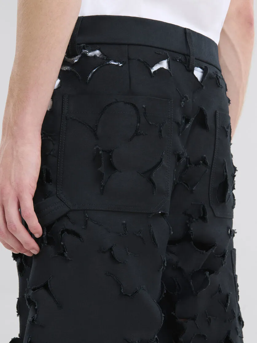 Black Cotton Cargo Pants With Cut-Out Detail