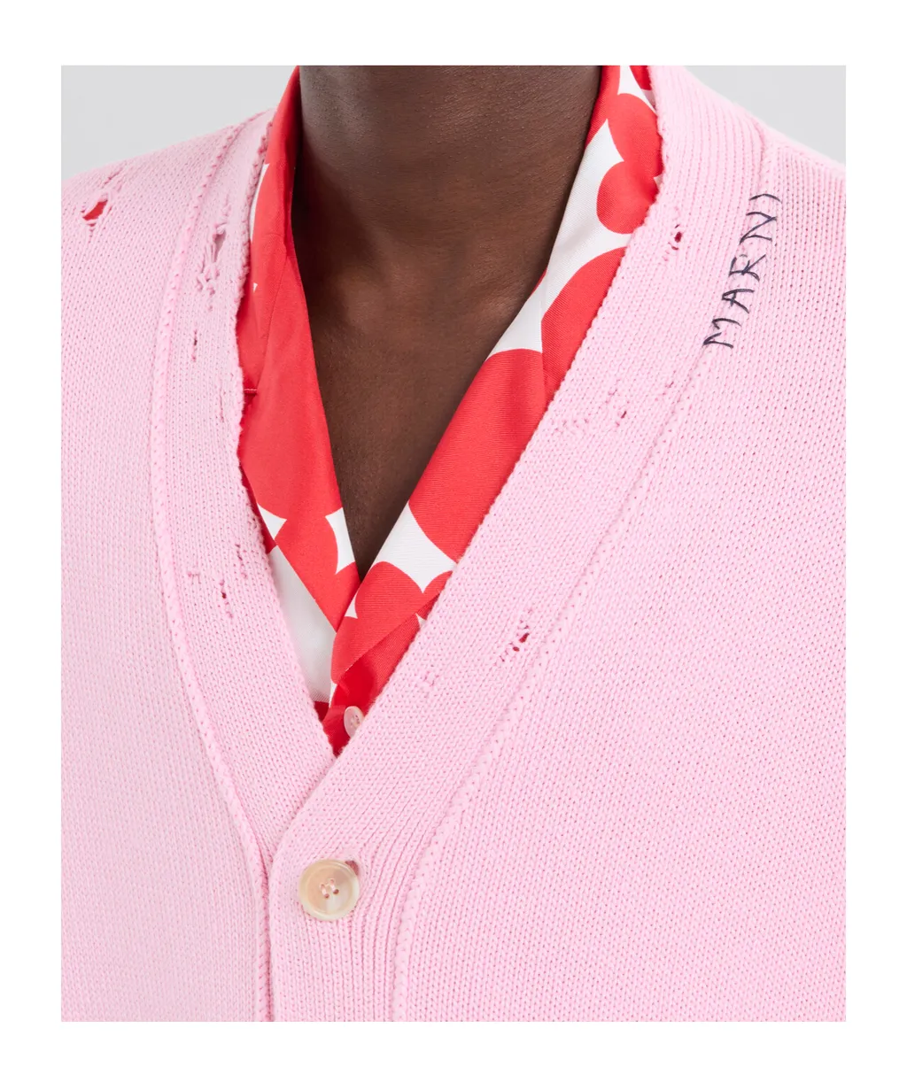 V-Neck Distressed Cardigan