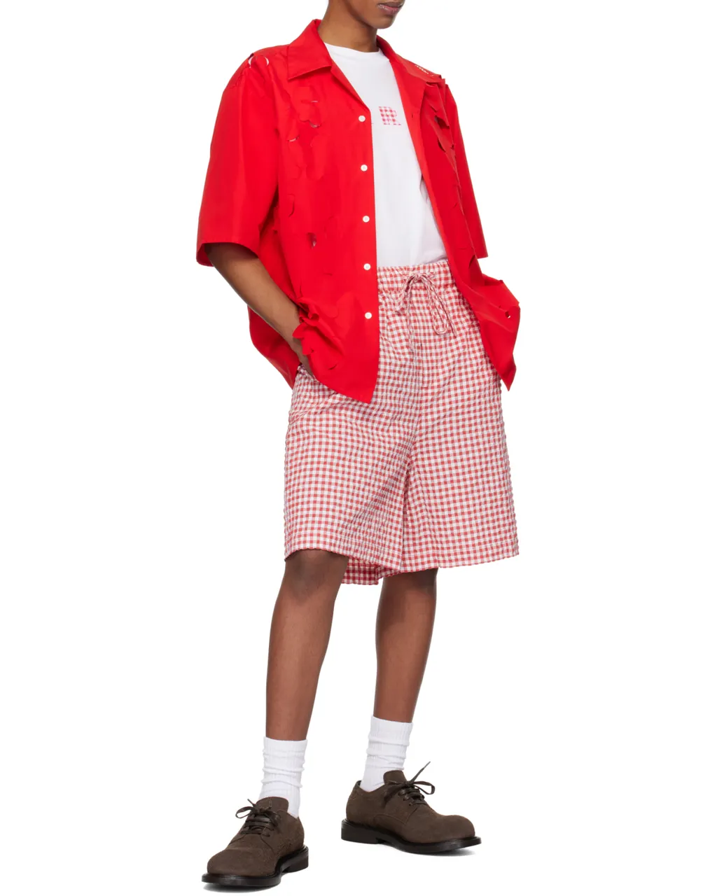 Checked Drawstring Shorts
