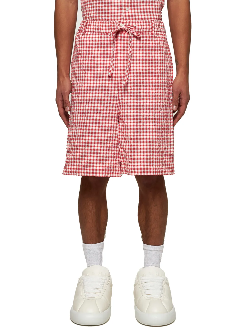 Checked Drawstring Shorts
