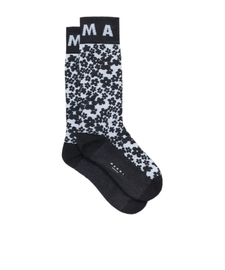 Logo Intarsia Stretched Socks