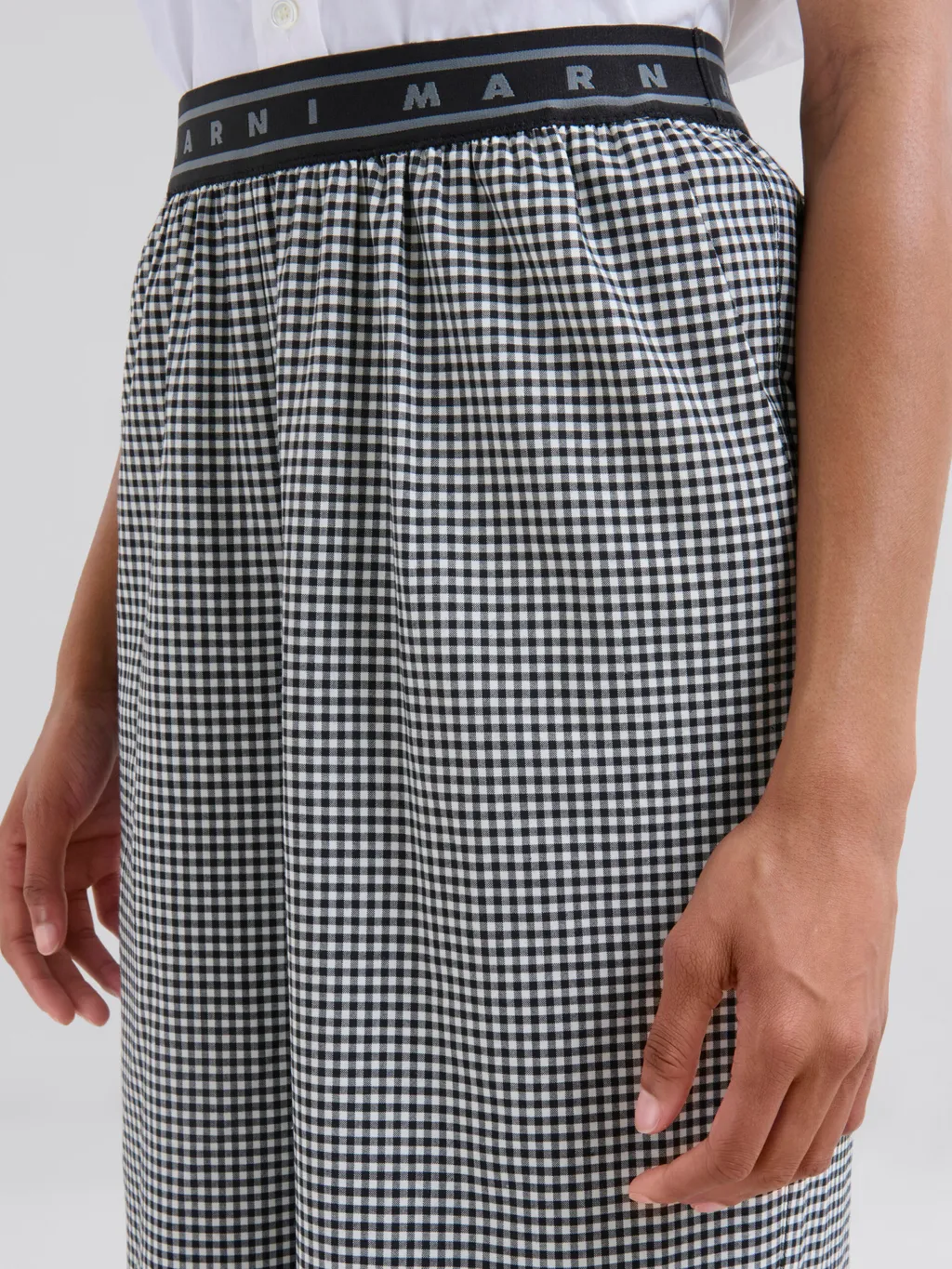 Gingham-Patterned Textured Trousers