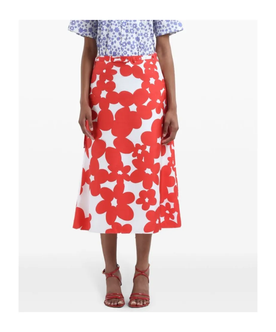 Floral Printed Straight Hem Midi Skirt