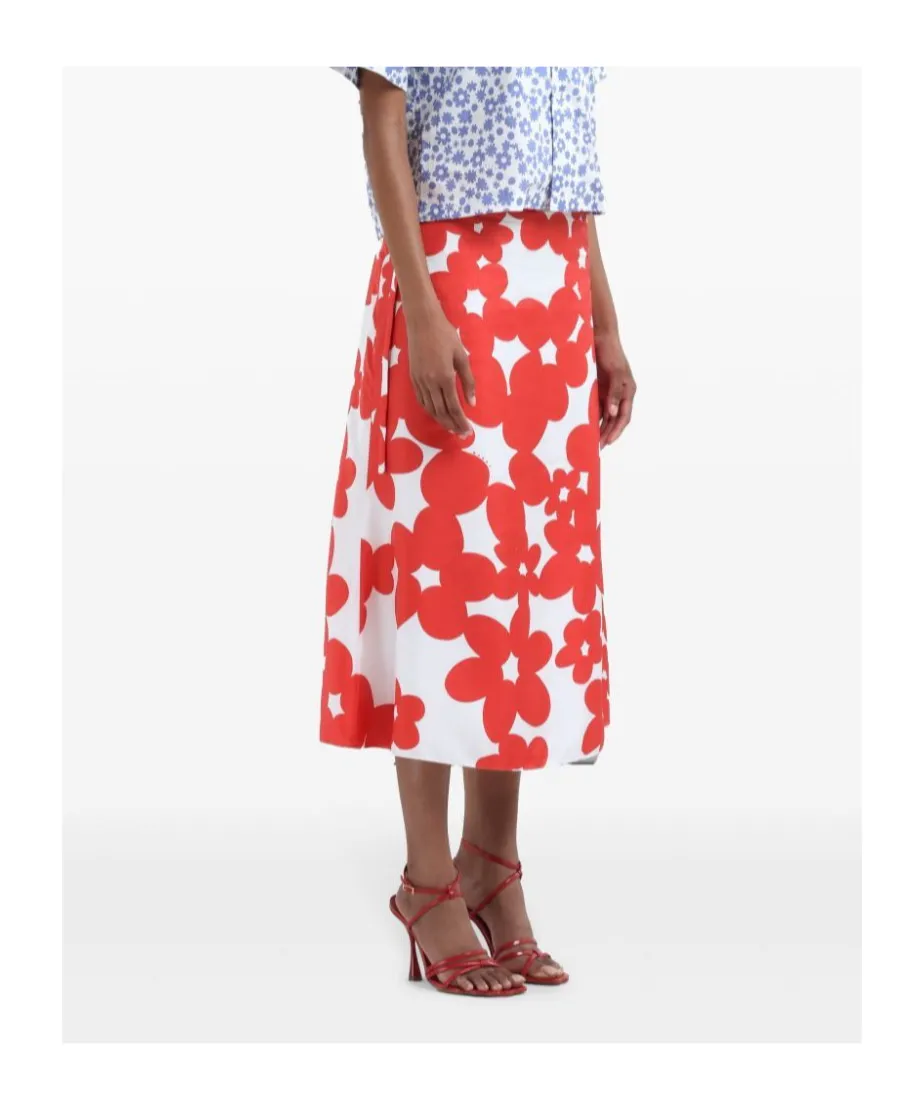 Floral Printed Straight Hem Midi Skirt