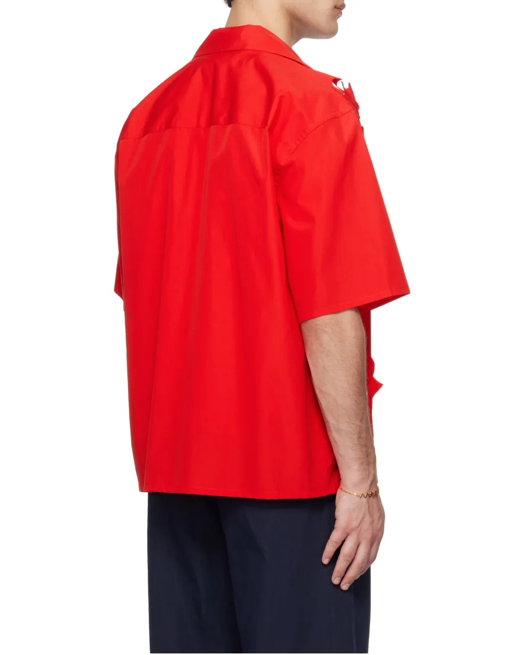 Logo-Embroidered Cut-Out Buttoned Shirt