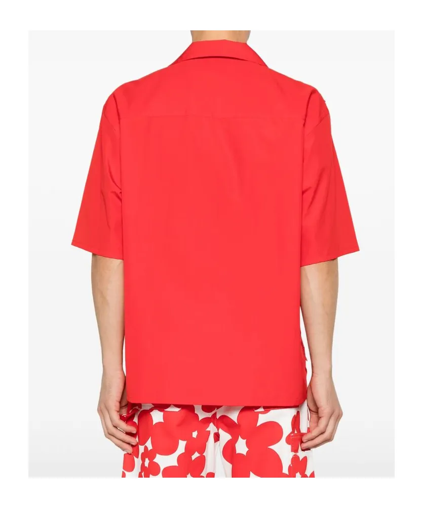 Logo-Embroidered Cut-Out Buttoned Shirt