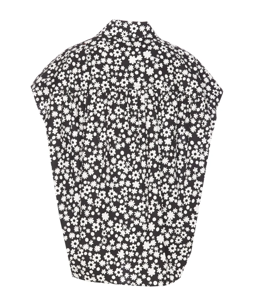 Floral-Printed Cap Sleeved Shirt