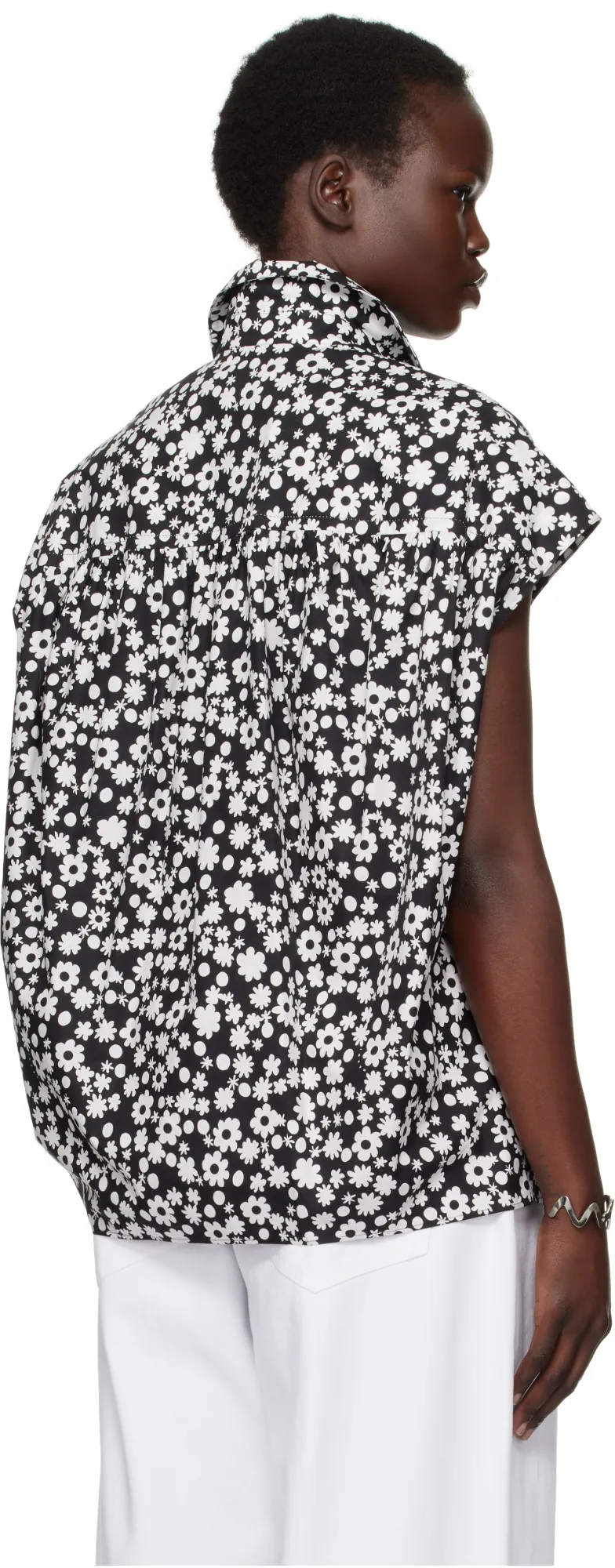 Floral-Printed Cap Sleeved Shirt
