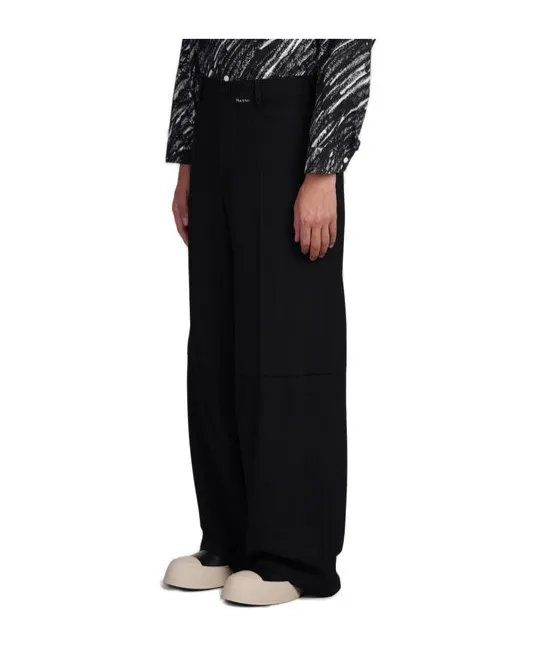 Logo Embroidered Straight-Leg Trousers