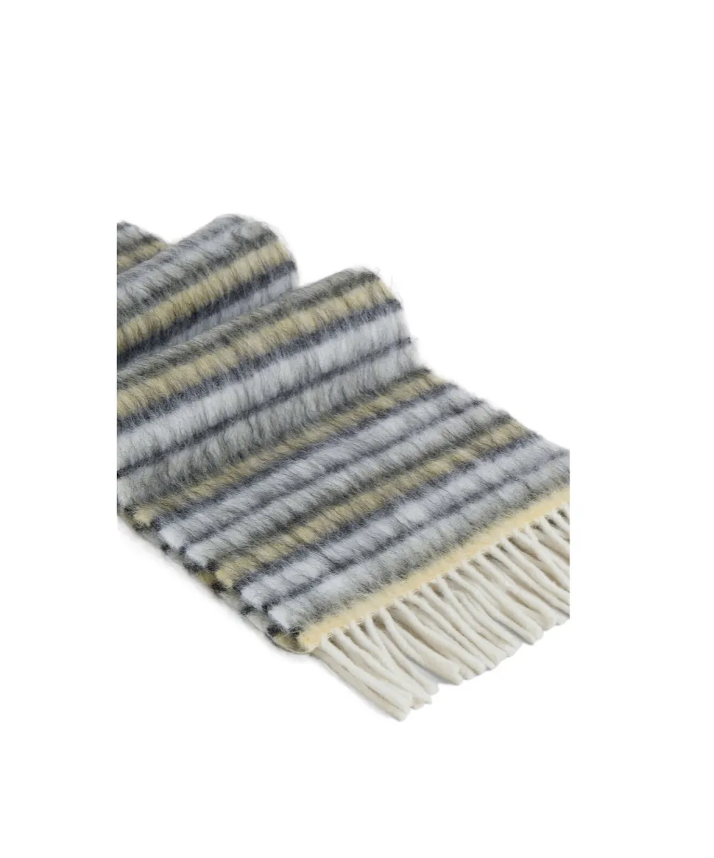 White Wool And Mohair Scarf With Striped Pattern