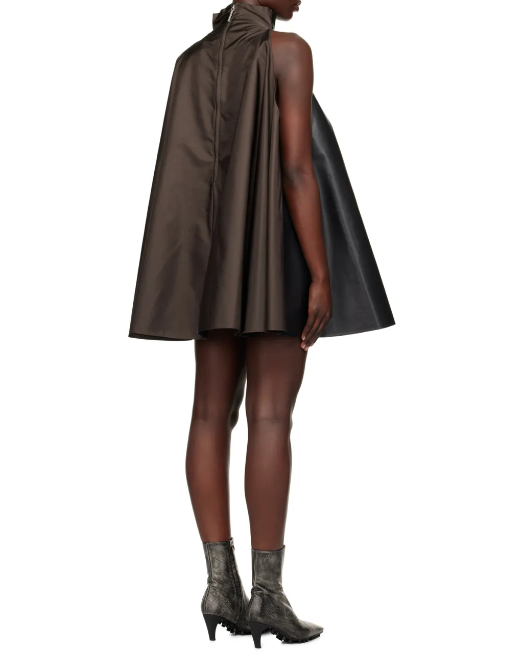 Two-Toned High-Neck Trapeze Dress