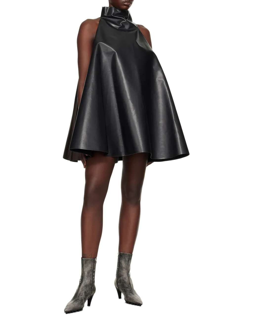 Two-Toned High-Neck Trapeze Dress