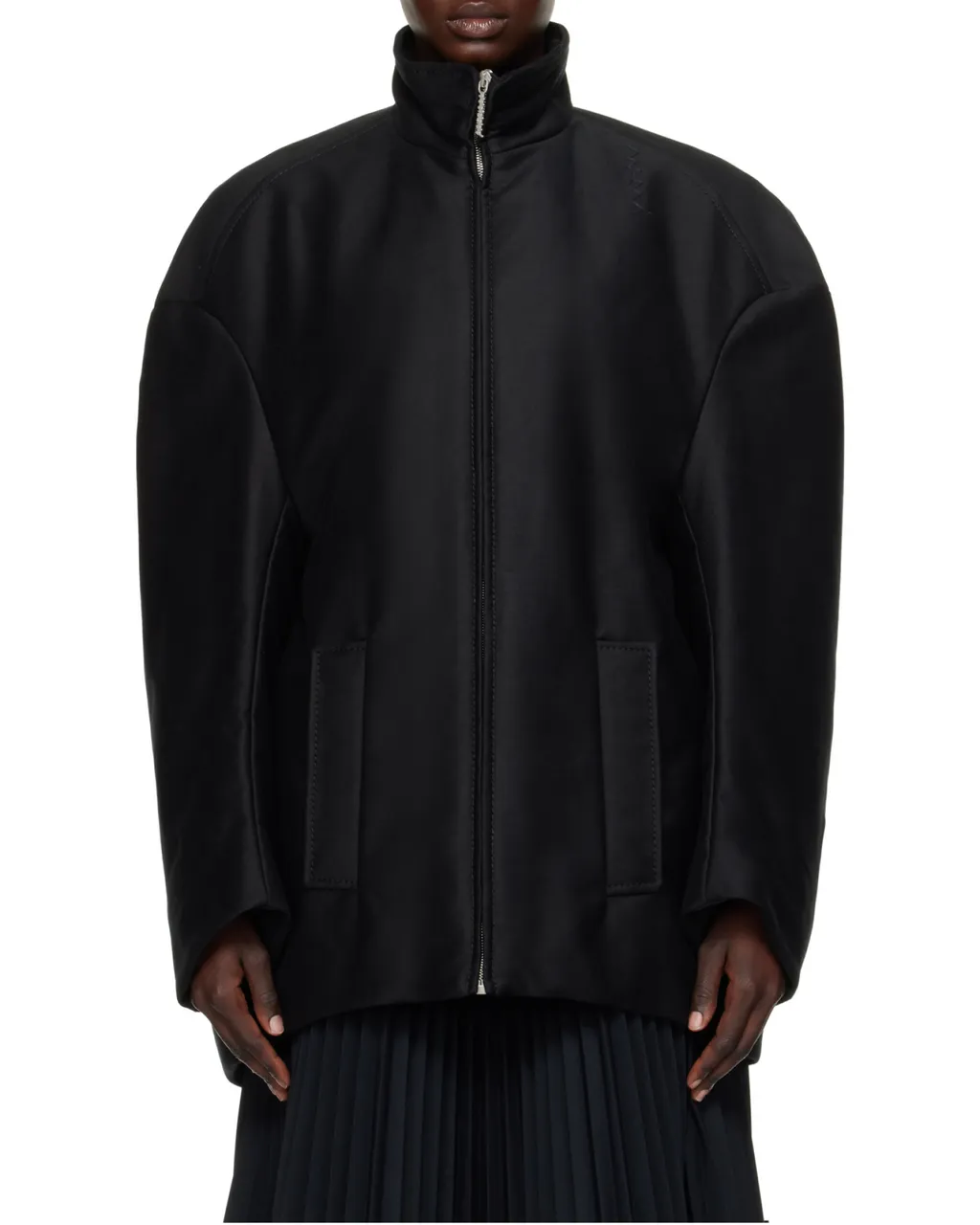 Glove-Sleeved Oversize Bomber Jacket
