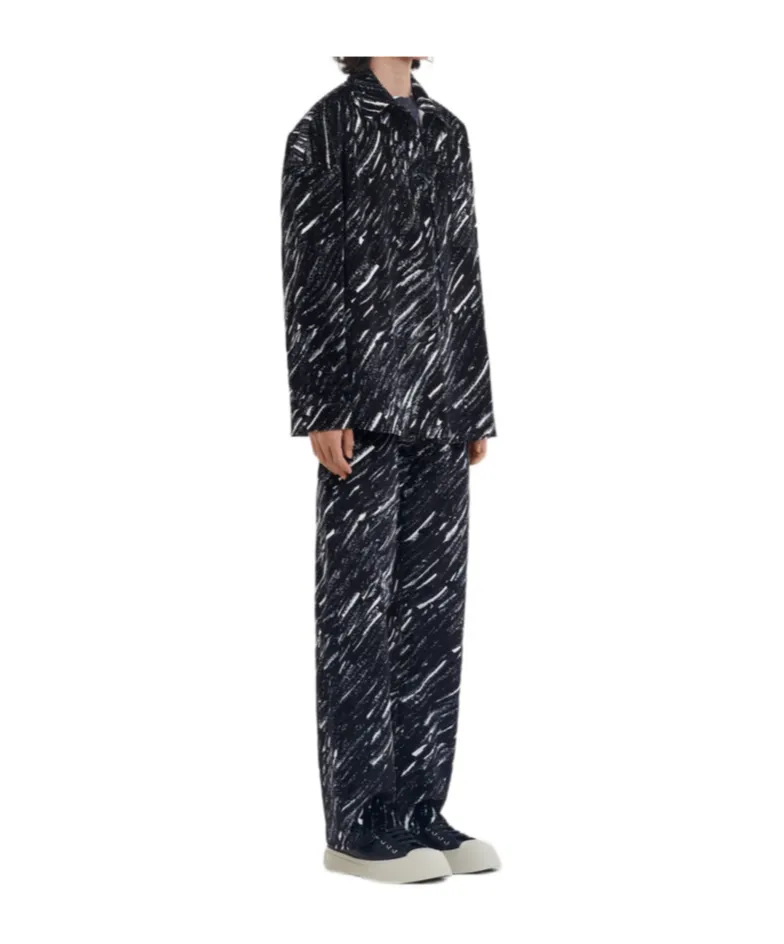 Crayon Printed Wide-Leg Jeans