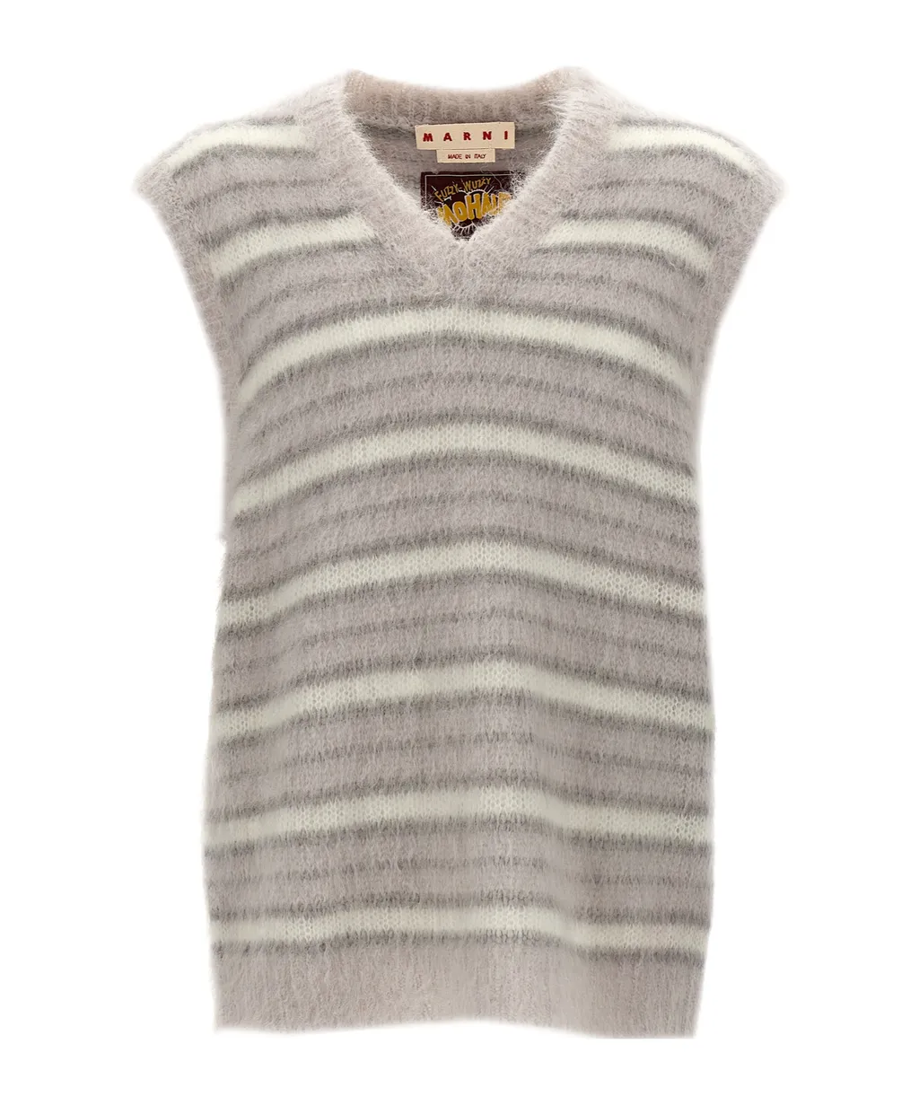 V-Neck Striped Fuzzy Wuzzy Vest