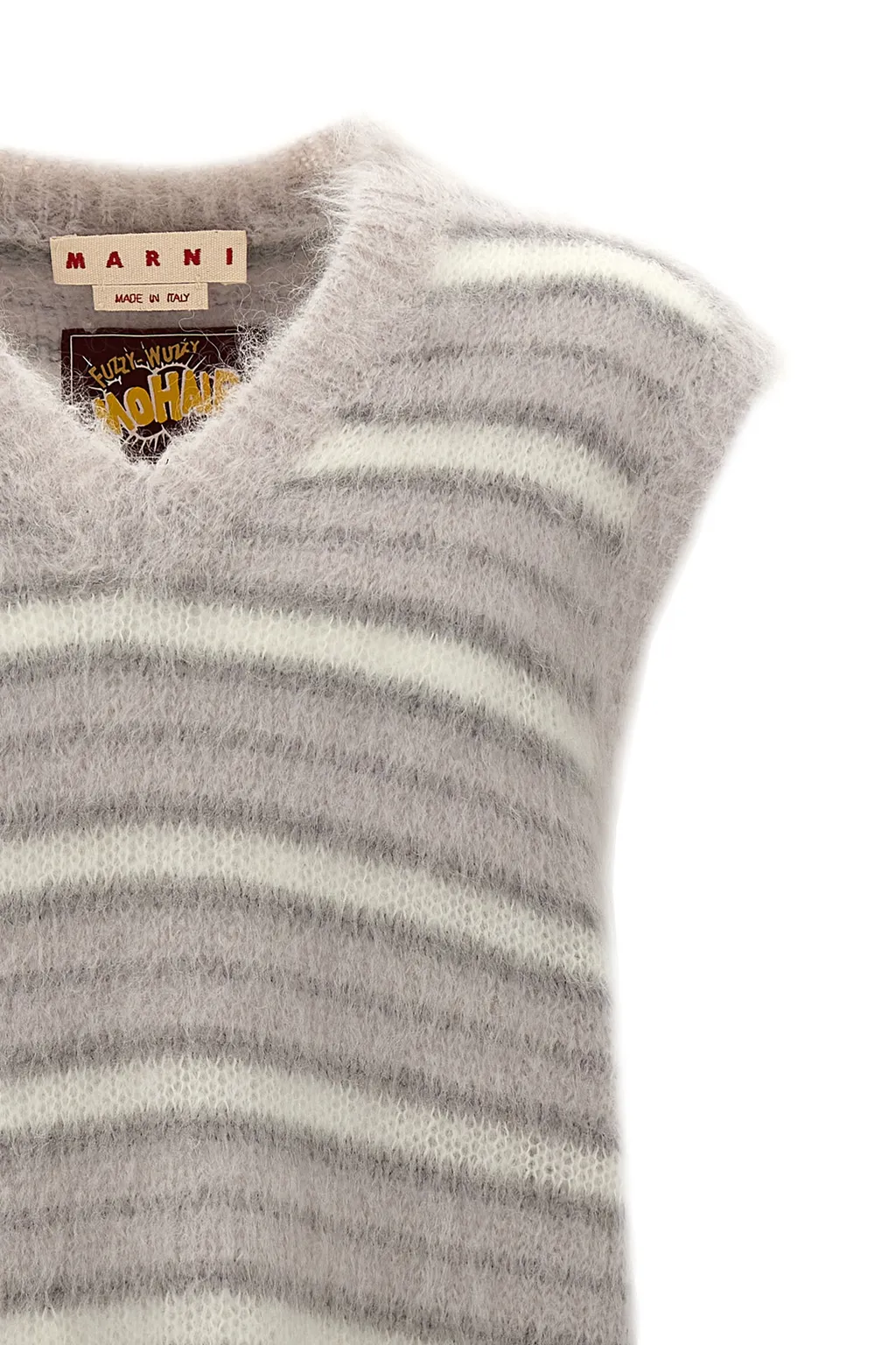 V-Neck Striped Fuzzy Wuzzy Vest