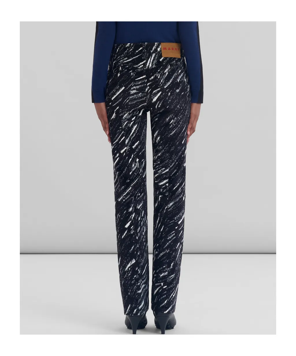 Crayon Print Flocked Jeans