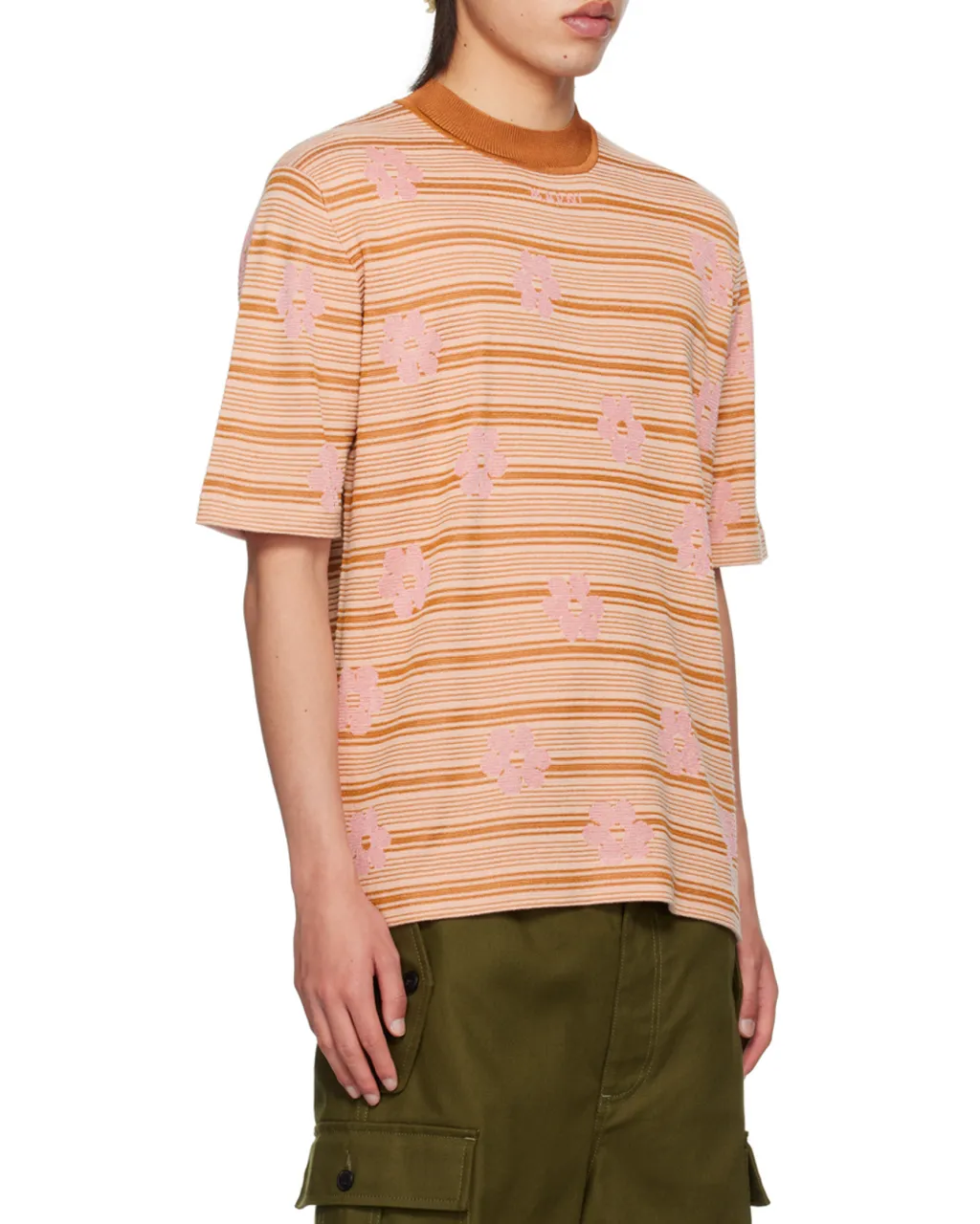 Floral Detailed Striped T-Shirt